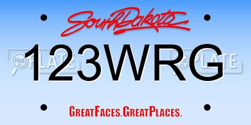 123WRG South Dakota License Plate