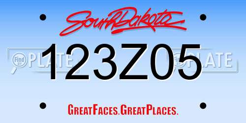 123Z05 South Dakota License Plate