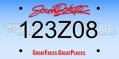 123Z08 South Dakota License Plate