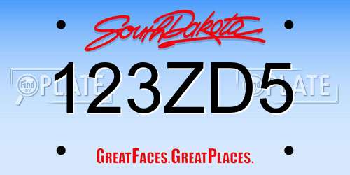 123ZD5 South Dakota License Plate