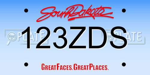 123ZDS South Dakota License Plate