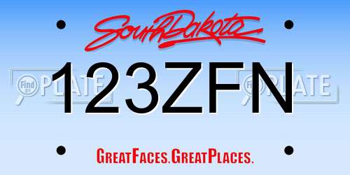 123ZFN South Dakota License Plate