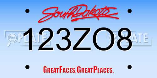 123ZO8 South Dakota License Plate