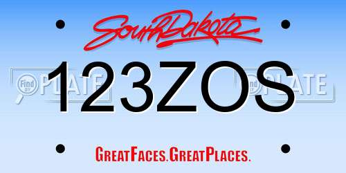 123ZOS South Dakota License Plate