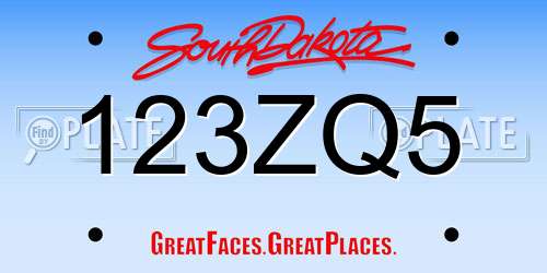 123ZQ5 South Dakota License Plate