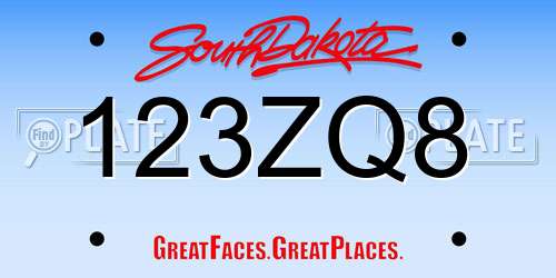 123ZQ8 South Dakota License Plate