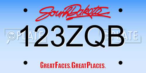 123ZQB South Dakota License Plate