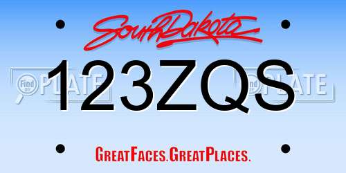 123ZQS South Dakota License Plate