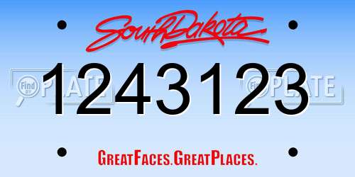1243123 South Dakota License Plate
