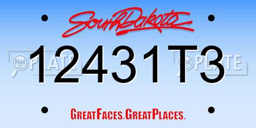 12431T3 South Dakota License Plate