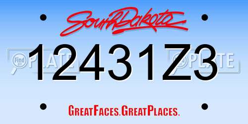 12431Z3 South Dakota License Plate