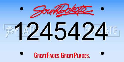 1245424 South Dakota License Plate