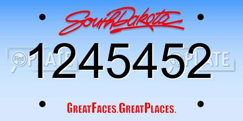 1245452 South Dakota License Plate