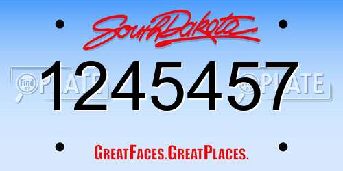 1245457 South Dakota License Plate