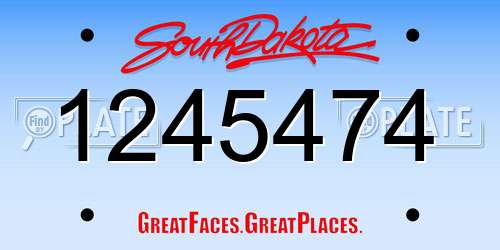 1245474 South Dakota License Plate