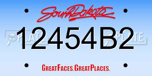 12454B2 South Dakota License Plate
