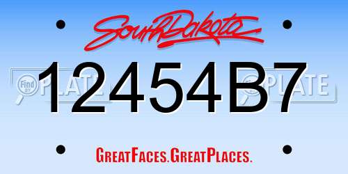 12454B7 South Dakota License Plate