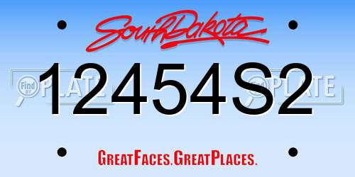12454S2 South Dakota License Plate