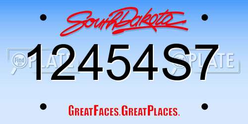 12454S7 South Dakota License Plate