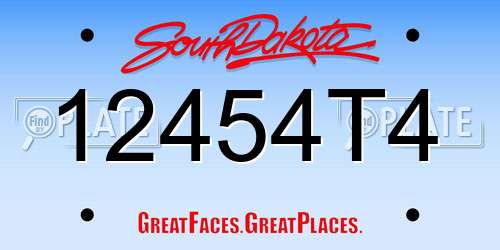 12454T4 South Dakota License Plate