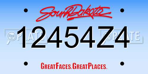 12454Z4 South Dakota License Plate