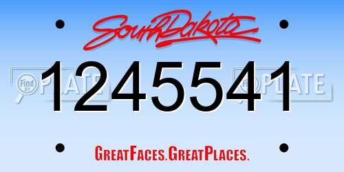1245541 South Dakota License Plate