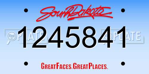 1245841 South Dakota License Plate