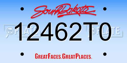 12462T0 South Dakota License Plate