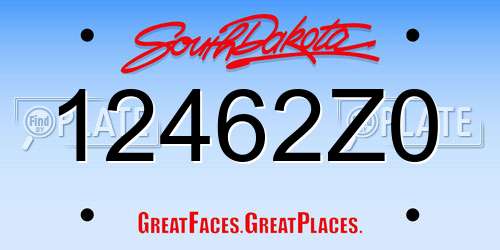 12462Z0 South Dakota License Plate