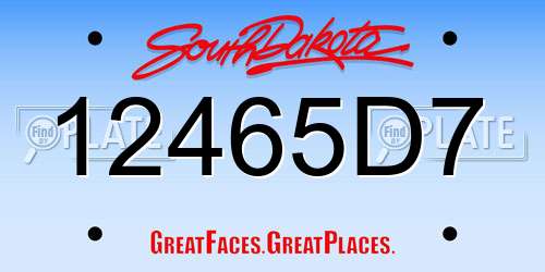 12465D7 South Dakota License Plate