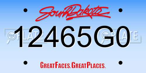 12465G0 South Dakota License Plate