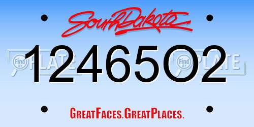 12465O2 South Dakota License Plate
