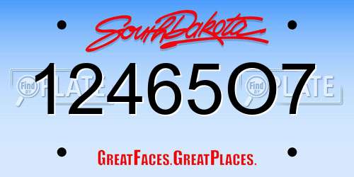 12465O7 South Dakota License Plate
