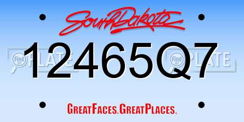 12465Q7 South Dakota License Plate