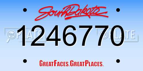1246770 South Dakota License Plate