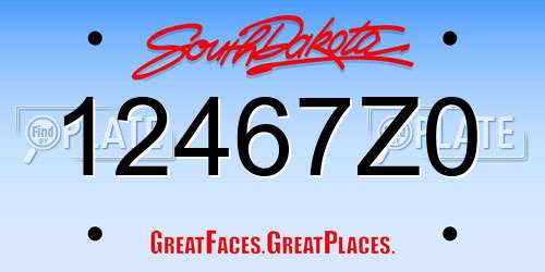 12467Z0 South Dakota License Plate