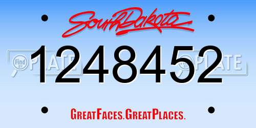 1248452 South Dakota License Plate