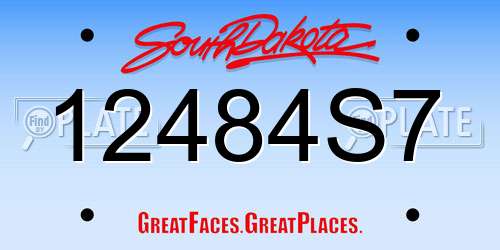 12484S7 South Dakota License Plate