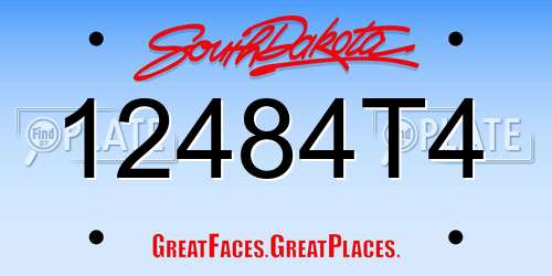 12484T4 South Dakota License Plate