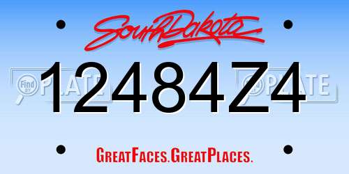 12484Z4 South Dakota License Plate