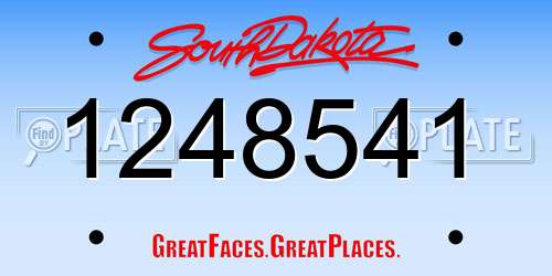 1248541 South Dakota License Plate