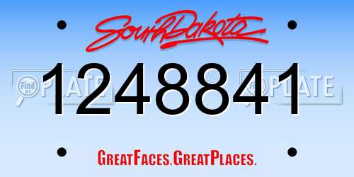 1248841 South Dakota License Plate