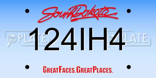 124IH4 South Dakota License Plate