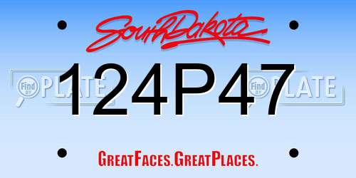 124P47 South Dakota License Plate