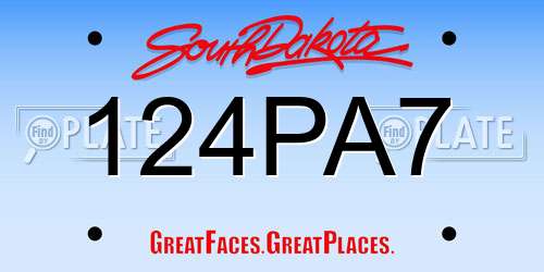 124PA7 South Dakota License Plate