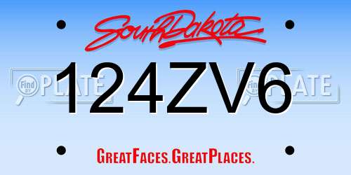 124ZV6 South Dakota License Plate
