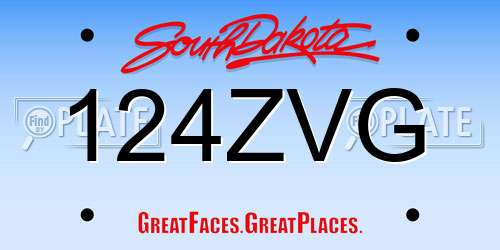 124ZVG South Dakota License Plate