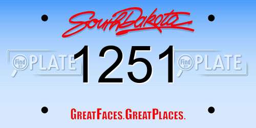 1251 South Dakota License Plate