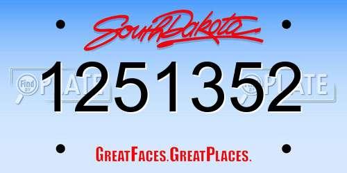 1251352 South Dakota License Plate