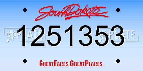 1251353 South Dakota License Plate